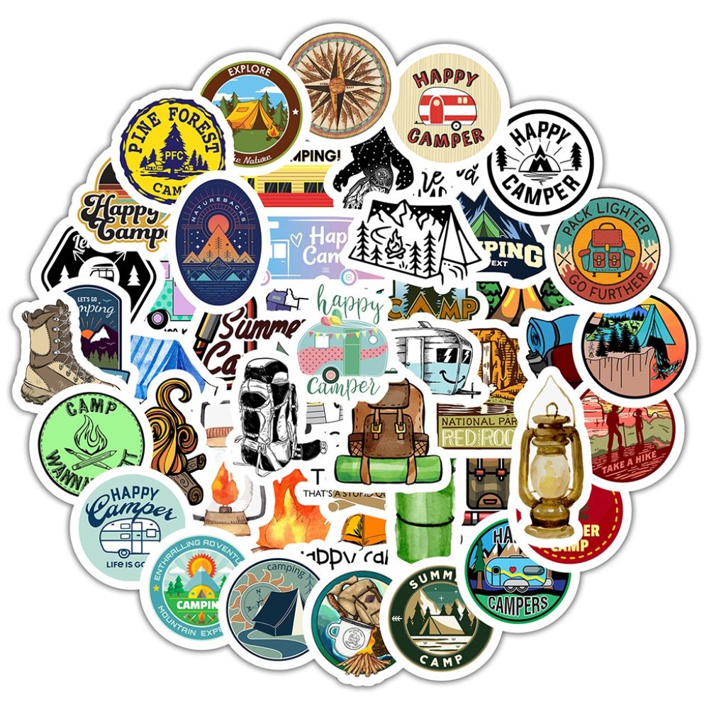 Camping/Hiking/Outdoor Stickers (50pc)